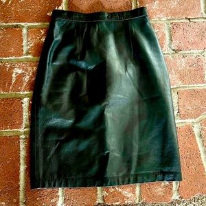 Jane Justin Petites 80s vintage real leather pencil skirt